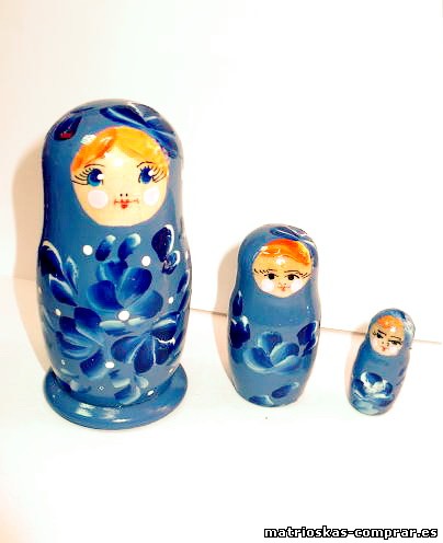 Foto Matrioshka rusa 3 piezas Ojos Azules, 9.5 cm (altura)