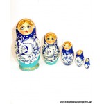 Matrioska muñecas rusas estilo Gzhel 5 piezas, 12 cm (altura)
